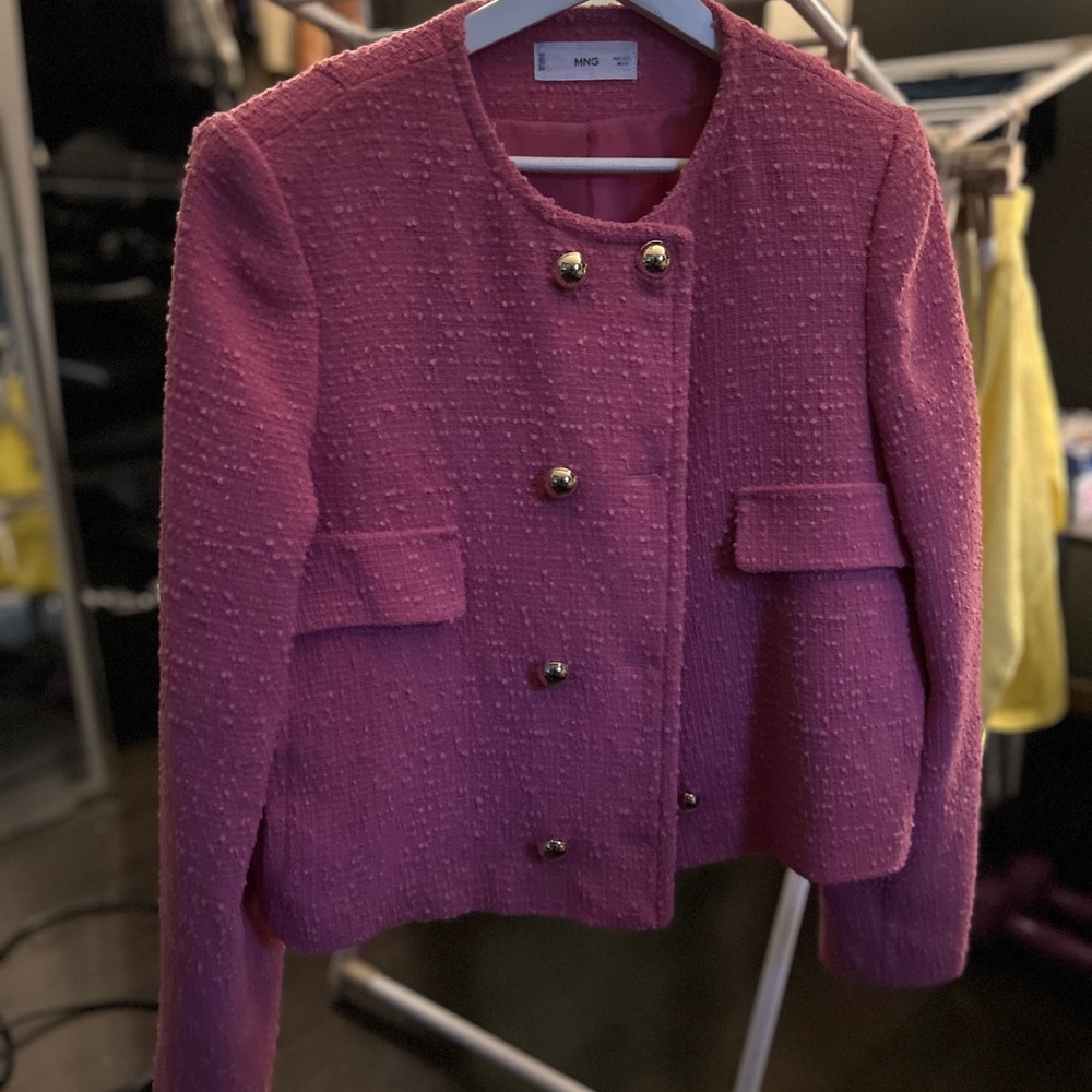 Mango Pink Textured Blazer